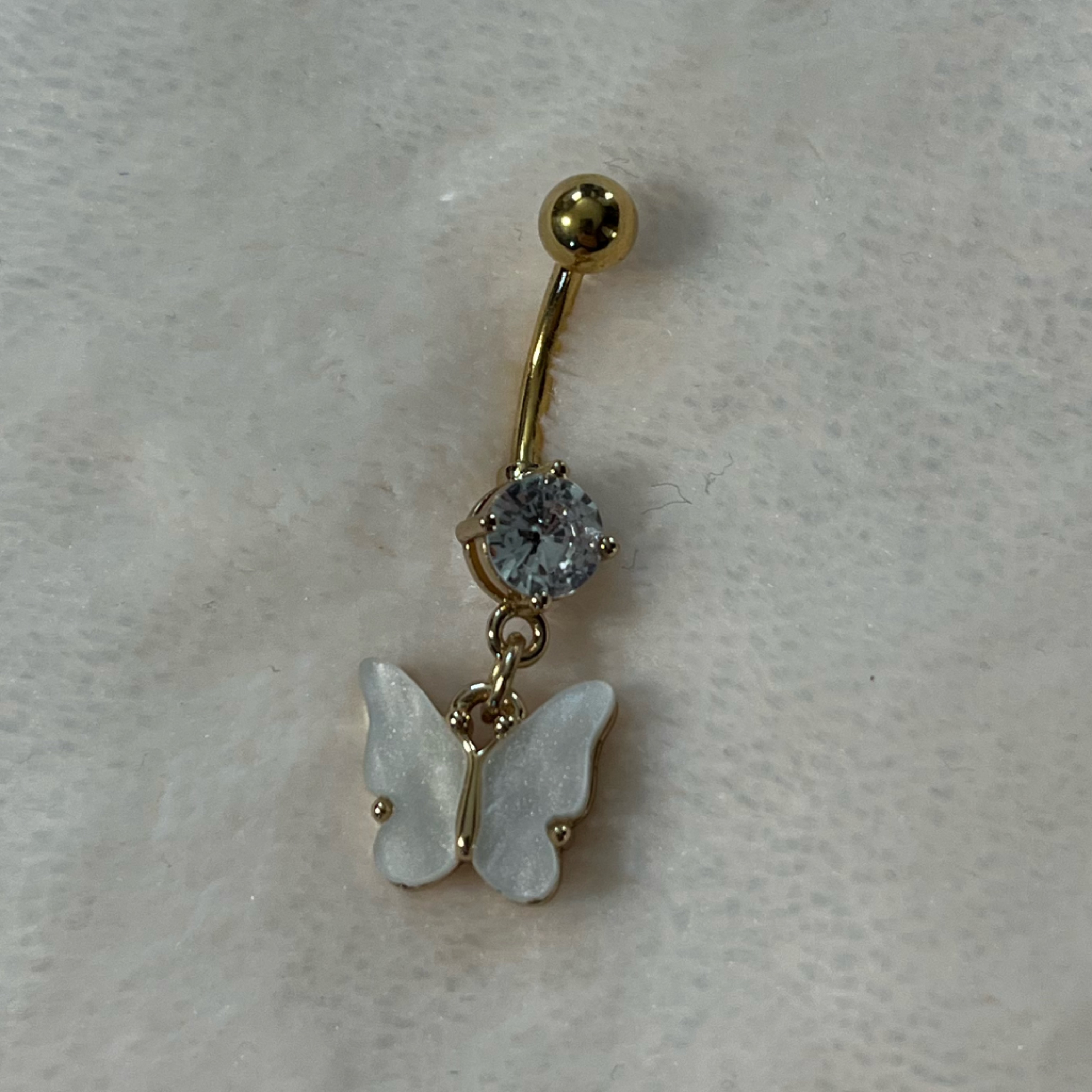 Gold Butterfly Belly Ring